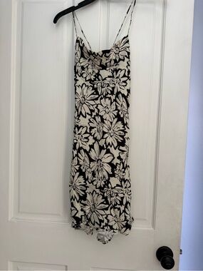Brown and Cream Floral Slip Dress with Spaghetti Straps